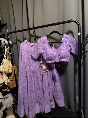 Lilac Embellished Two-Piece Lehenga Set